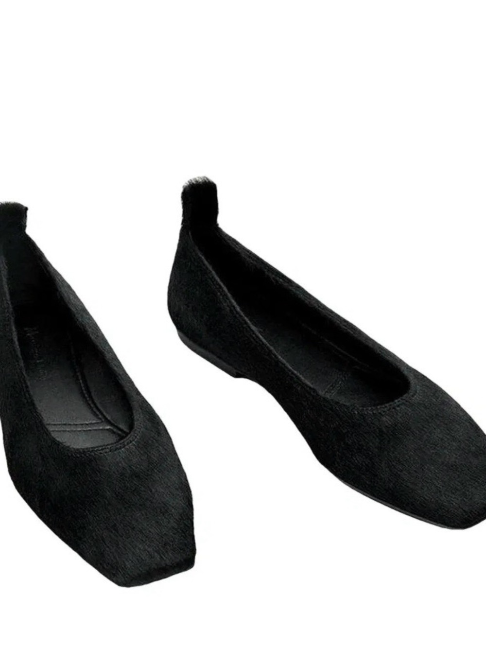 Massimo Dutti Calfskin Black Women's Square-Toe Ballet Flats size Ten